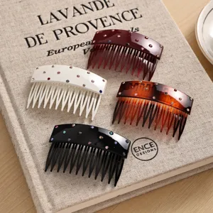 Korean Style Rhinestone Acetate Hair Comb Sparkling Crystal Hair Pin Decorative Hair Accessories For Women Daily Styling