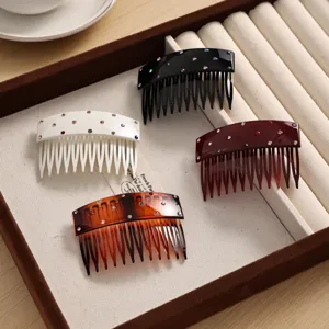 Elegant rhinestone acetate hair combs set, chic French style hair pins for women styling.