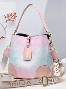 Schicke Damen Umhängetasche in Rosa Verlauf, modische lässige Handtasche für Alltag.