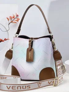 Farbverlauf lässige Damen Schultertasche stilvolle Mode Umhängetasche mit Blumenmuster