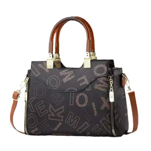 Mujer elegante bolso de mano estructurado gran capacidad bolso de hombro cuero marrón