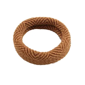 Thick brown hair tie with herringbone texture elastic hair band for women and girls daily wear