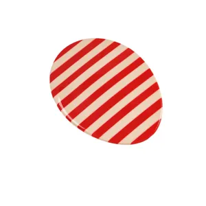 Red and white striped oval acetate hair clip stylish cute barrette for sweet girls daily hair styling