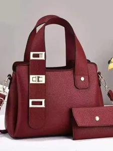 Sac Seau de Mode pour Femmes Grande Capacité Sac à Main en Cuir PU Cabas Décontracté Couleur Unie Sac Bandoulière Avec Sac Mère-Enfant