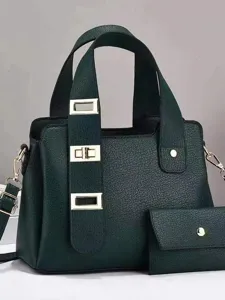 Sac cabas vert pour femme élégant sac à main grande capacité sac bandoulière avec pochette