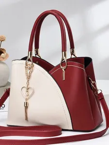 Chic bolso de mano bicolor para mujer gran capacidad elegante bolso bandolera hombro