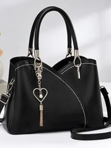 Bolso de mano negro para mujer gran capacidad bolso de hombro para trabajo y moda.