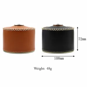 Housse en cuir pour cartouche de gaz de camping en plein air, protection plate et longue.