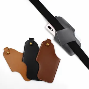 Vintage leather phone holster for belt, portable outdoor cell phone pouch carrying case