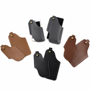Vintage leather phone holster pouch portable outdoor mobile waist bag for daily use