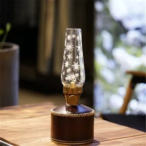 Housse en cuir pour cartouche de gaz de camping avec abat-jour en verre flocon de neige.