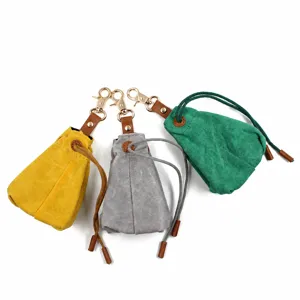 Outdoor canvas drawstring dog treat bag portable pet snack feeding bag pocket storage pouch.