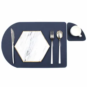 Nordic style leather placemat set, waterproof and heat-insulated table mat for dining room.