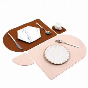 Nordic Style Waterproof Heat Insulating Leather Placemat Creative PU Table Mat For Hotel Restaurant Dining Table Home Decor