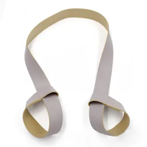 Leather yoga mat strap detailed view showing dual loop design and secure buckle.