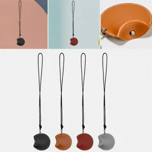 Leather bluetooth earphone neck strap pouch mini portable storage bag daily accessories