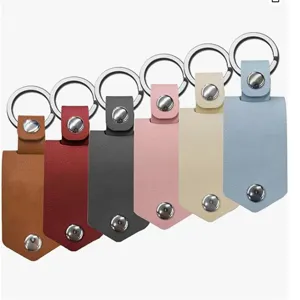 DIY photo leather keychain multi-color blank snap button metal ring keyring detail display