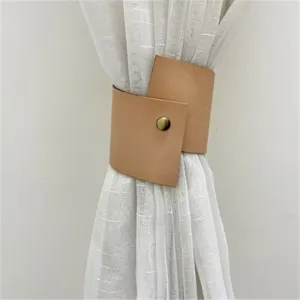 Nordic PU leather curtain tieback buckle, minimalist decorative accessory for modern home windows.