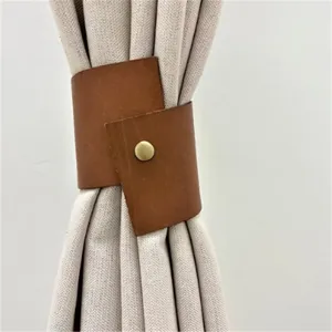 Nordic minimalist PU leather curtain tieback buckle decorative holder for window drapes