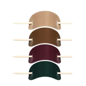 Retro Leder Haarspange mit Holzstab Set, elegante ovale Dutt Haarnadel für Damen Pferdeschwanz.