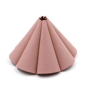 Pink pleated leather camping lampshade for outdoor tent lights and atmosphere hanging lamps.