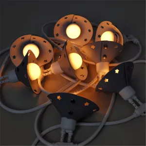 Abat-jour étoile en cuir pour guirlande lumineuse LED de camping, éclairage chaleureux.