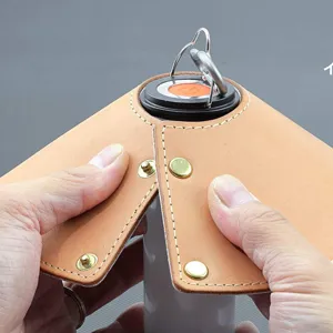 Outdoor camping tent light leather case, premium brown protective cover with snap buttons for diy.