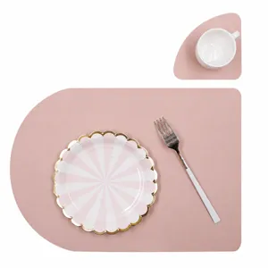 Nordic style pink leather placemat waterproof heat-insulating steak mat for dining table