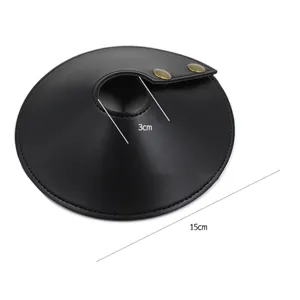 Outdoor black leather camping lampshade with metal snap buttons, diameter 15cm inner 3cm.