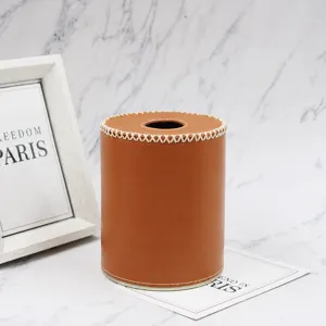 Housse de protection en cuir pour cartouche de gaz de camping, manchon marron.