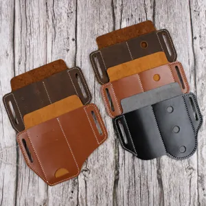 Funda de Cuero EDC Táctica para Exteriores Funda de Herramientas Portátil Bolsa Multifuncional para Linterna y Cuchillo Riñonera