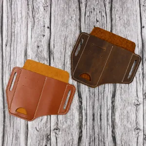 Funda organizador de bolsillo EDC de cuero para boligrafo tactico multiherramienta y cuchillo.