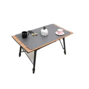 Outdoor camping leather table mat roll up wooden table picnic mat anti slip waterproof pad