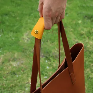 Leder Taschengriff Abdeckung Ersatzgurt Griffschutz mit Druckknopf fuer Shopper