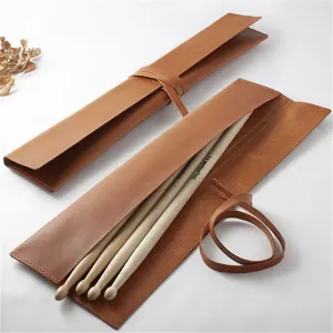 Leder Drumstick Rolltasche Tragbare Drum Mallet Aufbewahrung Halter Organizer mit Bindegurt für Drum Set Perkussion