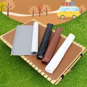 Rollable outdoor leather camping table mat, portable waterproof barbecue pad product details