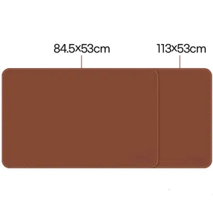 Brown leather desk mat and outdoor camping table pad with waterproof surface and clean stitching.