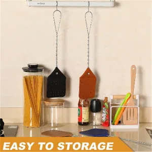 Long handle wire mesh fly swatter for outdoor camping and home mosquito control detail view.