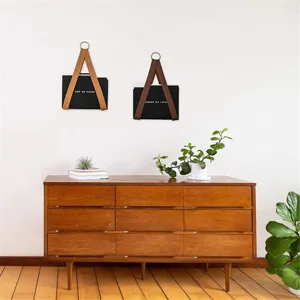 Leren wandmontage tijdschriftenschakelaar kantoor studeerkamer bestandsorganizer met riem