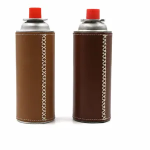 Custodia protettiva in pelle per cartuccia di gas lunga da campeggio 152x67mm