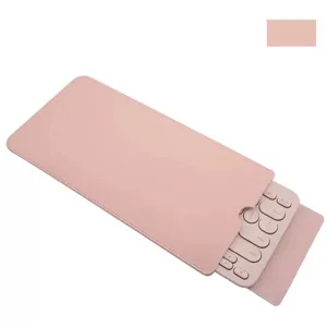 Vista detallada de funda de teclado de cuero PU rosa, bolsa protectora fina para teclado.