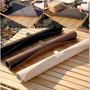Waterproof Leather Table Mat Roll-Up Picnic Mat Portable Outdoor Camping Table Protector Wear-Resistant Dining Mat