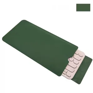 Funda de cuero PU verde oscuro para teclado inalámbrico portátil, estuche protector antipolvo.
