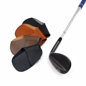 Golfeisen Schlägerhauben Set, hochwertige Leder Schutzhüllen mit Klettverschluss für Schläger.
