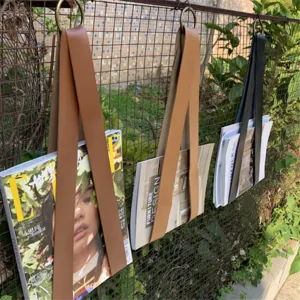 Leren hangende tijdschriftenhouder wandmontage kranten opbergriem kantoor bestandsorganizer