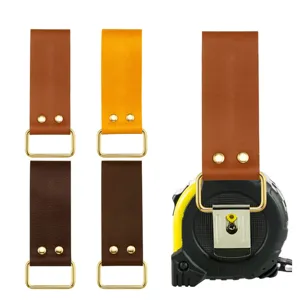 Leather tape measure holder belt clip loops utility tool holster tool belt hanging strap