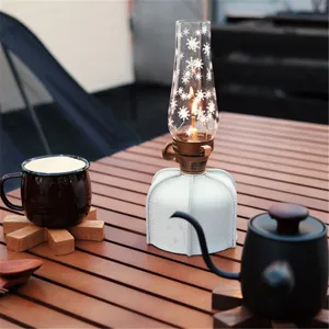 Outdoor camping flat gas tank leather protective cover, portable fuel bottle sleeve detail view.