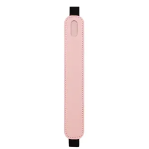 Λεπτομέρεια θήκης στυλό από ροζ δέρμα για Apple Pencil, ελαστική ζώνη, θήκη.