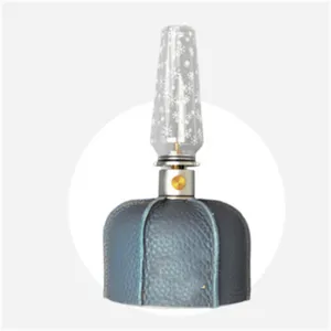 Outdoor flat gas tank leather protective cover with snowflake glass lamp shade accessory for camping