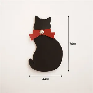 Black cat leather bookmark with red bow cute animal stationery book clip 70x44mm decor